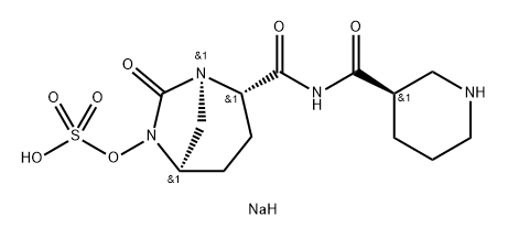Sulfuric acid, mono[(1R,2S,5R)-7-oxo-2-[[[(3R)- 3-piperidinylcarbonyl]amino]carbonyl]-1,6- diazabicyclo[3.2.1]oct-6-yl] ester, sodium salt (1:1) 化学構造式