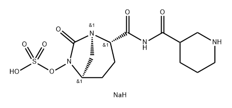 Sulfuric acid, mono[(1R,2S,5R)-7-oxo-2-[[(3- piperidinylcarbonyl)amino]carbonyl]-1,6- diazabicyclo[3.2.1]oct-6-yl] ester, sodium salt (1:1) Struktur