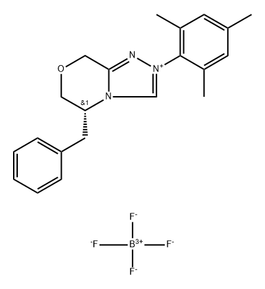 (R)-5-苄基-2-均三甲苯基-2,5,6,8-四氢-[1,2,4]三唑并[3,4-C][1,4]恶嗪-4-鎓四氟硼酸盐 结构式