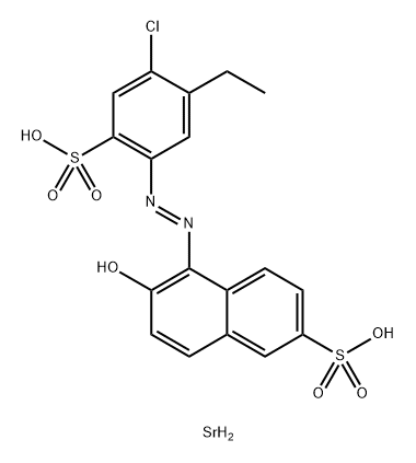 2-Naphthalenesulfonic acid, 5-[2-(4-chloro-5-ethyl-2-sulfophenyl)diazenyl]-6-hydroxy-, strontium salt (1:1) 结构式