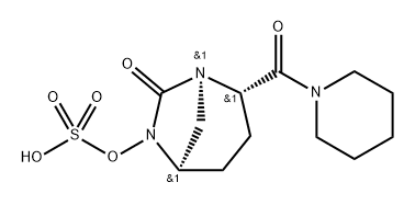 (1R,2S,5R)-7-Oxo-2-(1-piperidinylcarbonyl)-1, 6-diazabicyclo[3.2.1]oct-6-yl hydrogen sulfate Struktur