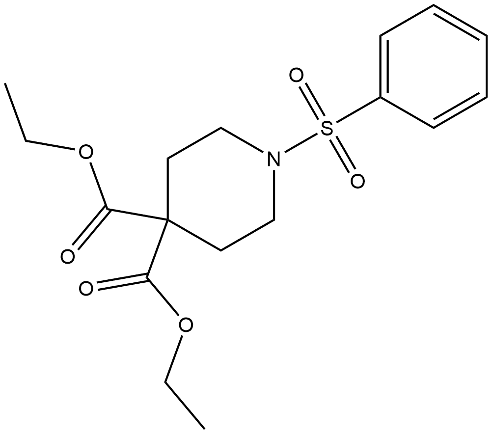 4,4-Piperidinedicarboxylic acid, 1-(phenylsulfonyl)-, 4,4-diethyl ester 化学構造式