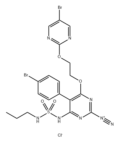 2-Pyrimidinediazonium, 5-(4-bromophenyl)-4-[2-[(5-bromo-2-pyrimidinyl)oxy]ethoxy]-6-[[(propylamino)sulfonyl]amino]-, chloride (1:1) Structure