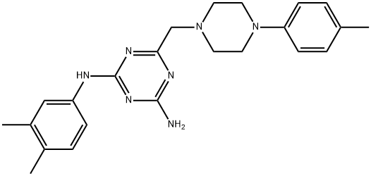 N2-(3,4-Dimethylphenyl)-6-((4-(p-tolyl)piperazin-1-yl)methyl)-1,3,5-triazine-2,4-diamine Structure