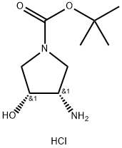 rel-tert-butyl (3R,4S)-3-amino-4-hydroxypyrrolidine-1-carboxylate hydrochloride Struktur