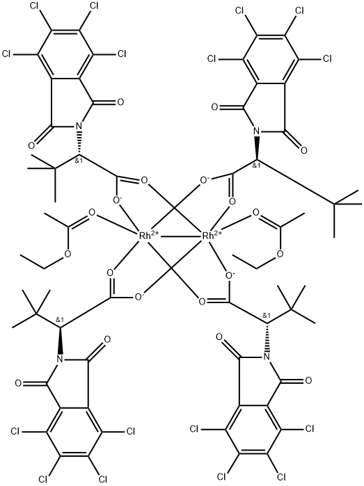 Tetrakis[N-tetrachlorophthaloyl-(S)-tert-leucinato]dirhodium Bis(ethyl Acetate) Adduct Struktur