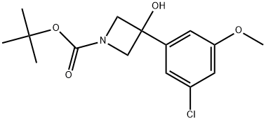 1,1-Dimethylethyl 3-(3-chloro-5-methoxyphenyl)-3-hydroxy-1-azetidinecarboxylate 化学構造式
