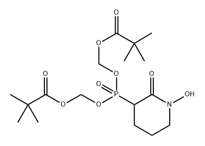 Propanoic acid, 2,2-dimethyl-, 1,1'-[[(1-hydroxy-2-oxo-3-piperidinyl)phosphinylidene]bis(oxymethylene)] ester Structure