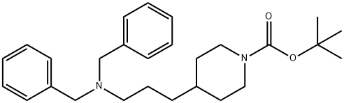 1-Piperidinecarboxylic acid, 4-[3-[bis(phenylmethyl)amino]propyl]-, 1,1-dimethylethyl ester Struktur