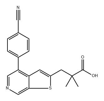 Thieno[2,3-c]pyridine-2-propanoic acid, 4-(4-cyanophenyl)-α,α-dimethyl- Struktur