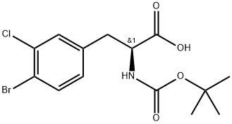 N-Boc-4-bromo-3-chloro-L-phenylalanine 化学構造式