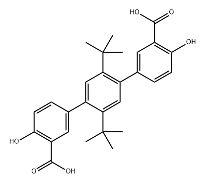 2',5'-二叔丁基-4,4''-二羟基-[1,1':4',1''-三联苯]-3,3''-二羧酸 结构式