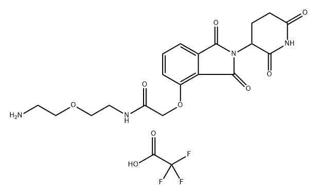 Acetamide, N-[2-(2-aminoethoxy)ethyl]-2-[[2-(2,6-dioxo-3-piperidinyl)-2,3-dihydro-1,3-dioxo-1H-isoindol-4-yl]oxy]-, 2,2,2-trifluoroacetate (1:1) Structure