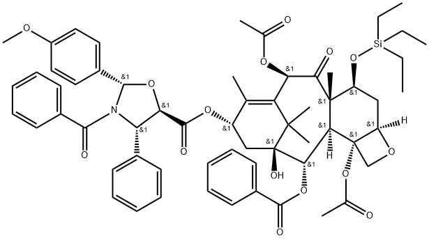 2',3'-O,N-[(S)-(p-Methoxybenzylidene)]-7-O-(triethylsilyl)paclitaxel Struktur