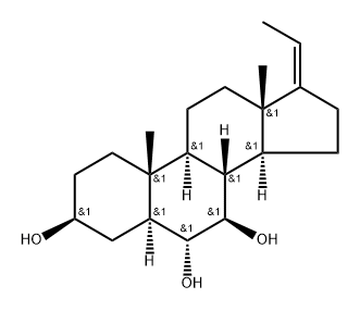 5α-プレグナ-17(20)-エン-3β,6α,7β-トリオール 化学構造式