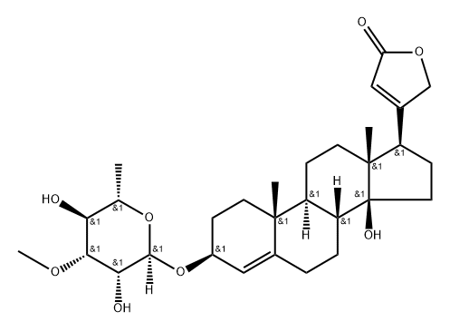 3β-[(6-Deoxy-3-O-methyl-α-L-mannopyranosyl)oxy]-14-hydroxycarda-4,20(22)-dienolide 结构式