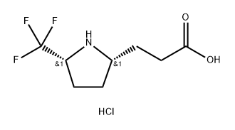 RAC-3-[(2R,5S)-5-(TRIFLUOROMETHYL)PYRROLIDIN-2-YL]PROPANOIC ACID HYDROCHLORIDE, CIS 结构式