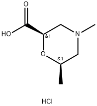 RAC-(2R,6R)-4,6-DIMETHYLMORPHOLINE-2-CARBOXYLIC ACID HYDROCHLORIDE, CIS, 2031242-39-2, 结构式