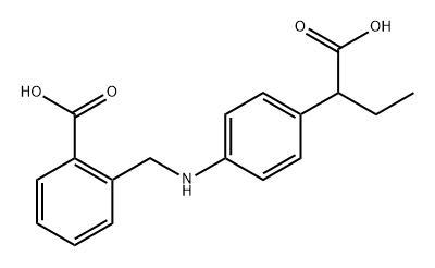 2-(((4-(1-carboxypropyl)phenyl)amino)methyl)benzoic acid 化学構造式