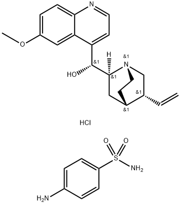 Cinchonan-9-ol, 6'-methoxy-, hydrochloride (1:1), (8α,9R)-, mixt. with 4-aminobenzenesulfonamide Structure