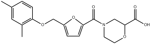 4-(5-((2,4-dimethylphenoxy)methyl)furo-2-carbonyl)Morpholine-2-carboxylic? acid Structure
