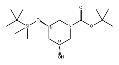 (3S,5R)-1-BOC-3-[(叔丁基二甲基硅基)氧基]-5-羟基哌啶 结构式