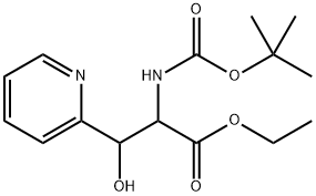 2-Pyridinepropanoic acid, α-[[(1,1-dimethylethoxy)carbonyl]amino]-β-hydroxy-, ethyl ester Structure