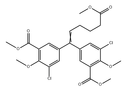 Benzoic acid, 3,3'-(6-methoxy-6-oxo-1-hexen-1-ylidene)bis[5-chloro-6-methoxy-, 1,1'-dimethyl ester Structure