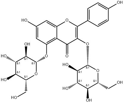 4H-1-Benzopyran-4-one, 3,5-bis(β-D-glucopyranosyloxy)-7-hydroxy-2-(4-hydroxyphenyl)- Struktur