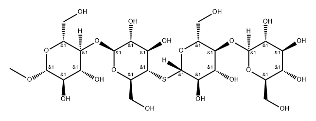 甲基 O-BETA-D-吡喃葡萄糖基-(1-4)-S-BETA-D-吡喃葡萄糖基-(1-4)-O-4-硫代-BETA-D-吡喃葡萄糖基-(1-4)-BETA-D-吡喃葡萄糖苷,205451-26-9,结构式