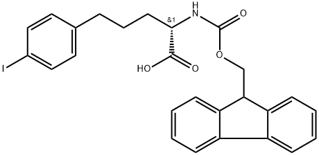 Benzenepentanoic acid, α-[[(9H-fluoren-9-ylmethoxy)carbonyl]amino]-4-iodo-, (αS)- Structure