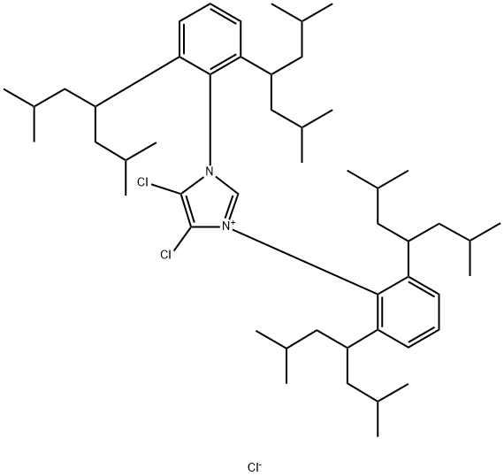 1,3-双(2,6-双(2,6-二甲基庚烷-4-基)苯基)-4,5-二氯-1H-咪唑-3-鎓氯化物 结构式