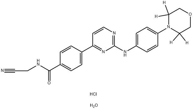 Benzamide, N-(cyanomethyl)-4-[2-[[4-(4-morpholinyl-3,3,5,5-d4)phenyl]amino]-4-pyrimidinyl]-, hydrochloride, hydrate (1:2:1) 化学構造式