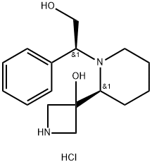 1-Piperidineethanol, 2-(3-hydroxy-3-azetidinyl)-β-phenyl-, hydrochloride (1:2), (βS,2S)- 化学構造式