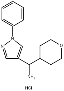(oxan-4-yl)(1-phenyl-1H-pyrazol-4-yl)methanamine hydrochloride Structure