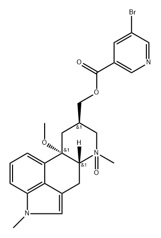 Ergoline-8-methanol, 10-methoxy-1,6-dimethyl-, 8-(5-bromo-3-pyridinecarboxylate), 6-oxide, (8β)- Struktur