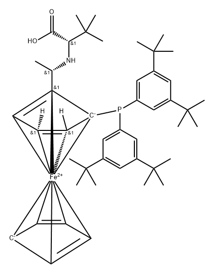 2064144-53-0 Ferrocene, 1-[bis[3,5-bis(1,1-dimethylethyl)phenyl]phosphino]-2-[(1S)-1-[[(1S)-1-carboxy-2,2-dimethylpropyl]amino]ethyl]-, (1S)-