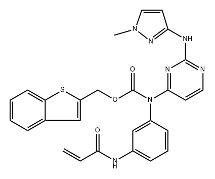 benzo[b]thiophen-2-ylmethyl (3-acrylamidophenyl)(2-((1-methyl-1H-pyrazol-3-yl)amino)pyrimidin-4-yl)carbamate Structure