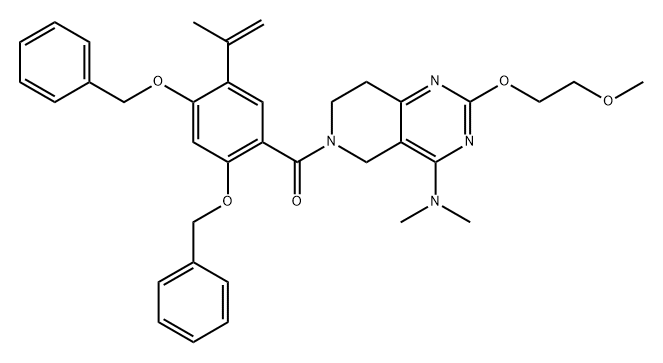 [4-(Dimethylamino)-7,8-dihydro-2-(2-methoxyethoxy)pyrido[4,3-d]pyrimidin-6(5H)-yl][5-(1-methylethenyl)-2,4-bis(phenylmethoxy)phenyl]methanone Struktur