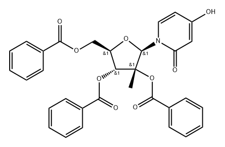 4-hydroxy-1-(2-C-methyl-2,3,5-tri-O-benzoyl-beta-D-ribofuranosyl)-2(1H)-pyridinone Structure
