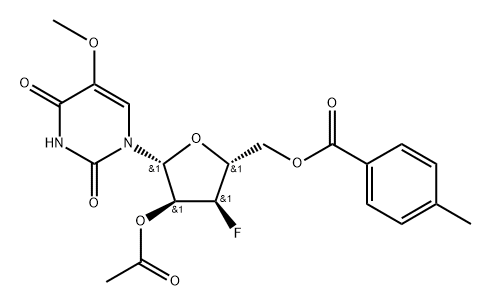 2'-O-Acetyl-5'-O-(p-toluoyl)-3'-deoxy-3'-fluoro-5-Methoxyluridine 结构式
