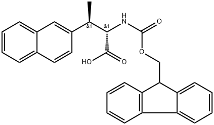 2-Naphthalenepropanoic acid, α-[[(9H-fluoren-9-ylmethoxy)carbonyl]amino]-β-methyl-, (αS,βR)- Structure