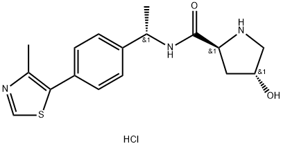 (2S,4R)-4-hydroxy-N-((S)-1-(4-(4-methylthiazol-5-yl)phenyl)ethyl)pyrrolidine-2-carboxamide hydrochloride Structure
