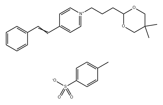 Pyridinium, 1-3-(5,5-dimethyl-1,3-dioxan-2-yl)propyl-4-(2-phenylethenyl)-, salt with 4-methylbenzenesulfonic acid (1:1) 化学構造式