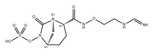 (1R,2S,5R)-2-((2-formimidamidoethoxy)carbamoyl)-7-oxo-1,6-diazabicyclo[3.2.1]octan-6-yl hydrogen sulfate Structure