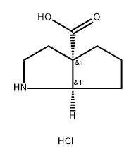 rac-(3aR,6aS)-octahydrocyclopenta[b]pyrrole-3a-carboxylic acid hydrochloride, cis 化学構造式