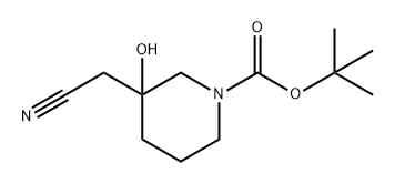 3-(氰甲基)-3-羟基哌啶-1-羧酸叔丁酯,2090051-94-6,结构式