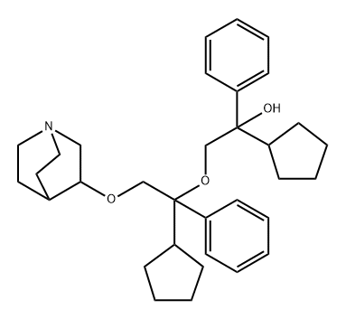 Benzenemethanol, α-[[2-(1-azabicyclo[2.2.2]oct-3-yloxy)-1-cyclopentyl-1-phenylethoxy]methyl]-α-cyclopentyl- Struktur
