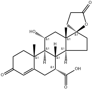 Pregn-4-ene-7,21-dicarboxylic acid, 11,17-dihydroxy-3-oxo-, γ-lactone, (7α,11α,17α)- 结构式