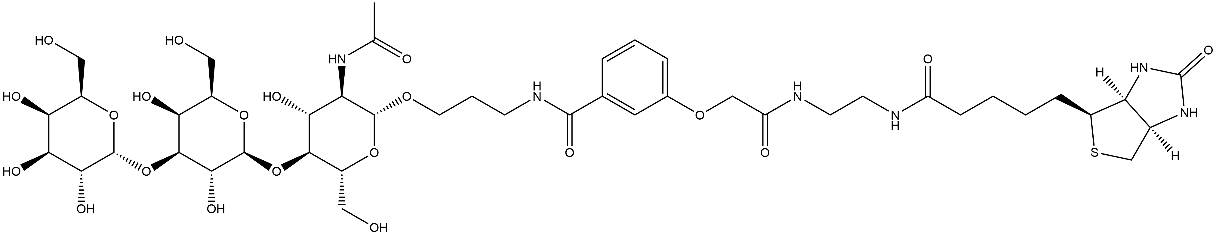 (3aS,4S,6aR)-N-[2-[[2-[3-[[[3-[[O-α-D-Galactopyranosyl-(1→3)-O-β-D-galactopyranosyl-(1→4)-2-(acetylamino)-2-deoxy-β-D-glucopyranosyl]oxy]propyl]amino]carbonyl]phenoxy]acetyl]amino]ethyl]hexahydro-2-oxo-1H-thieno[3,4-d]imidazole-4-pentanamide Structure